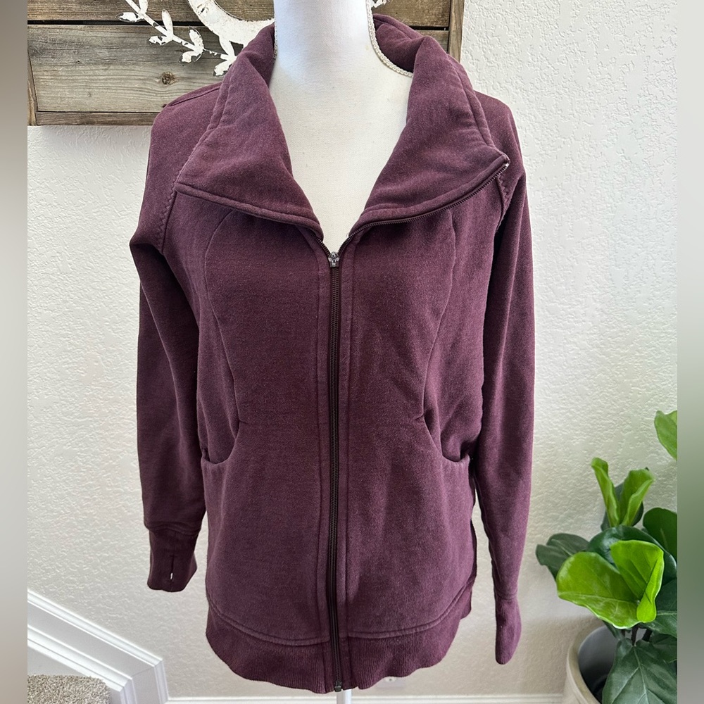 Lululemon purple red‎ full zip sweatshirt jacket ladies 12 FLAW